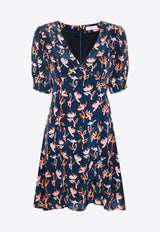 Paul Smith Abstract Print V-neck Mini Dress Navy W2R590DM31157_49