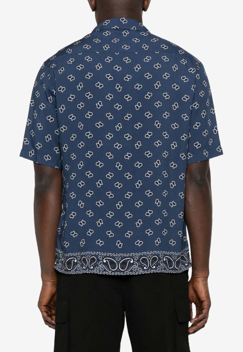 Palm Angels Paisley Print Bowling Shirt Navy PMGG005S24FAB006_4646