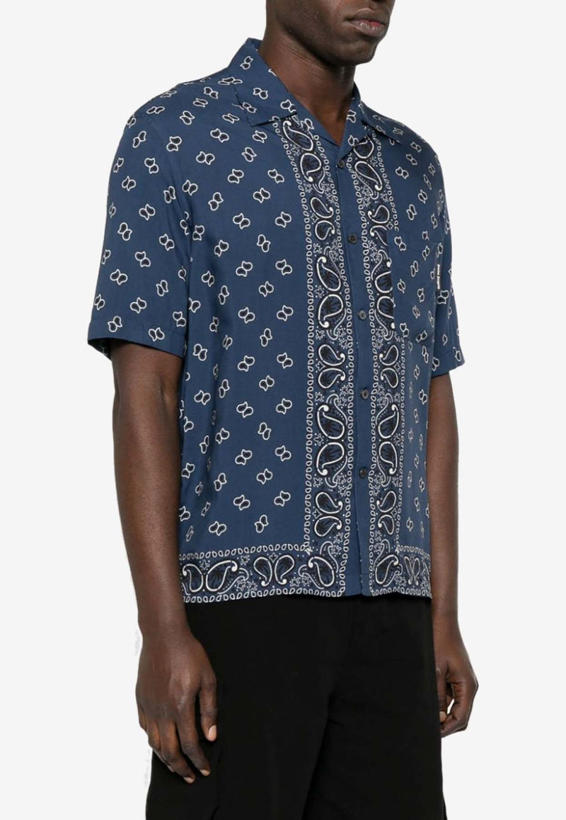 Palm Angels Paisley Print Bowling Shirt Navy PMGG005S24FAB006_4646