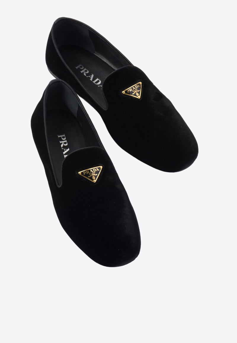 Prada Triangle Logo Velvet Loafers Black 1S387NFD005068_F0002