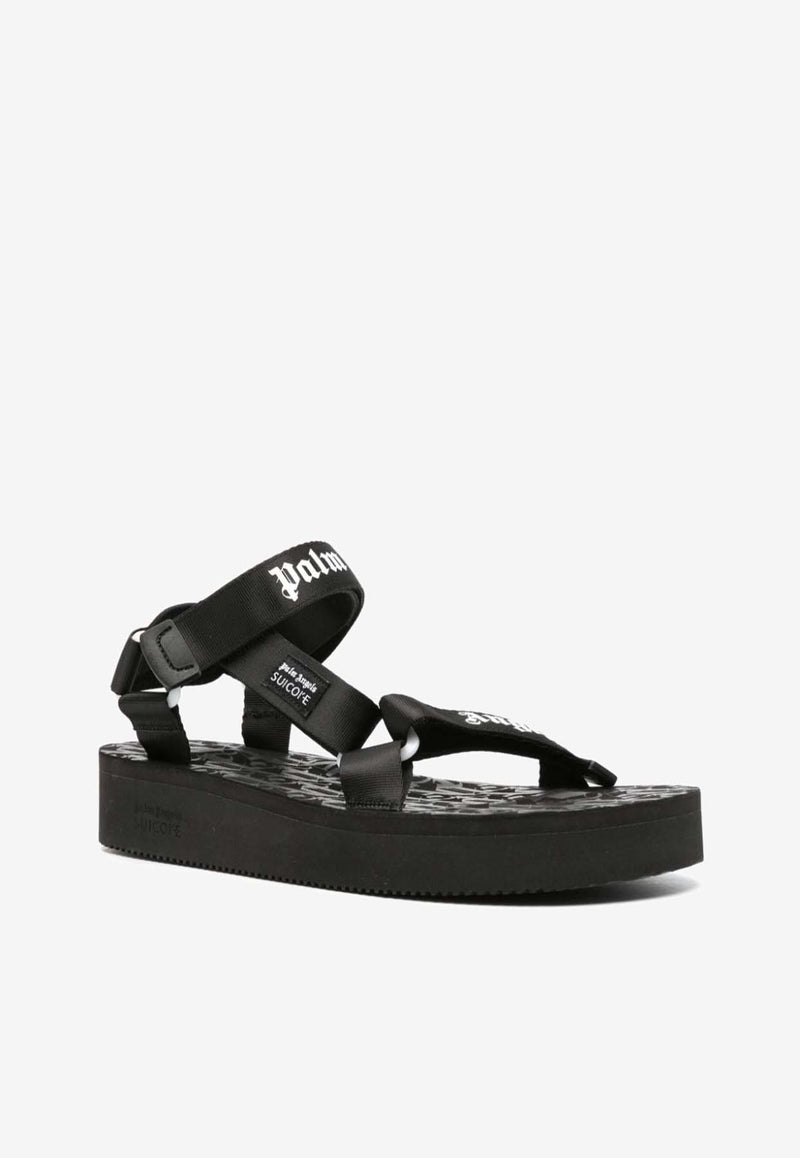 Palm Angels Depa Logo Print Sandals Black PMIH011S24MAT001_1001