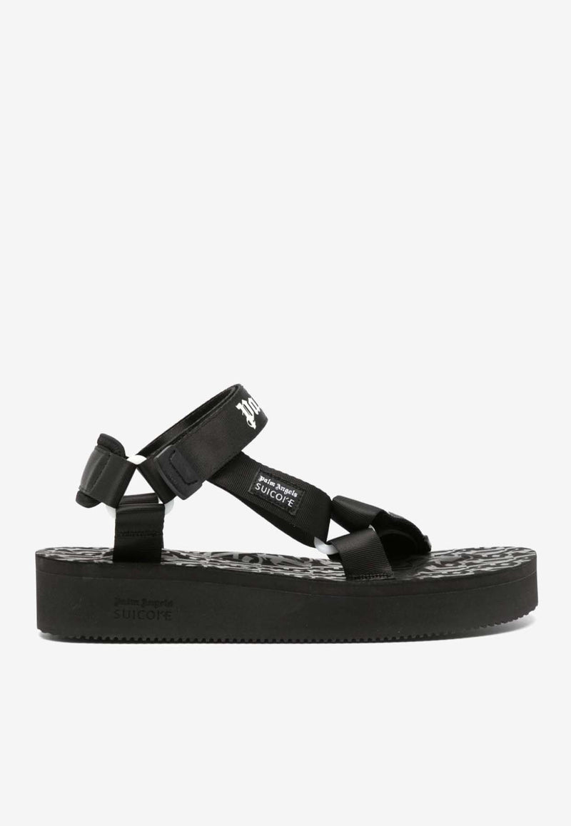 Palm Angels Depa Logo Print Sandals Black PMIH011S24MAT001_1001