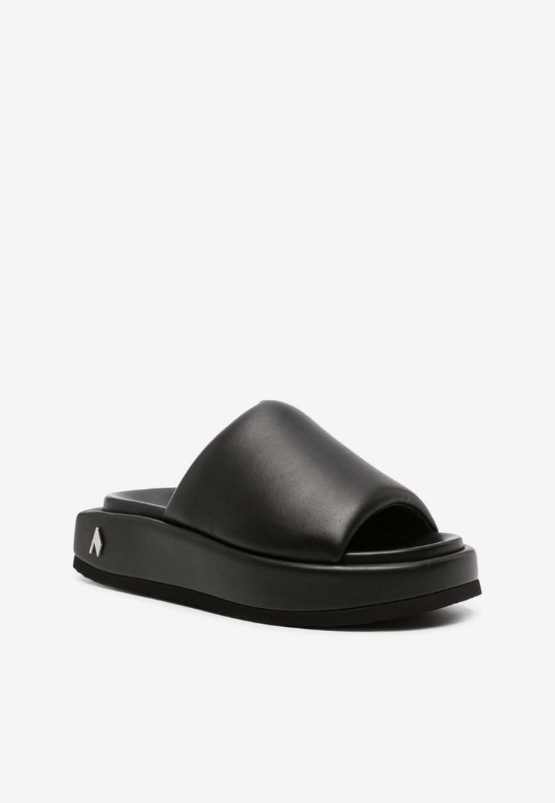 The Attico Mia Calf Leather Flatform Sandals Black 242WS796L001_100