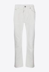 Palm Angels Logo Embossed Straight-Leg Jeans White PMYA039R24DEN002_0310