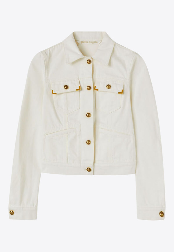 Palm Angels Spread-Collar Denim Jacket Ecru PWYE037R24DEN001_0303