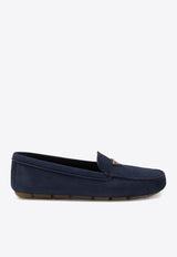 Prada Triangle Logo Suede Loafers Blue 1DD081F005008_F0008