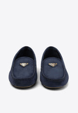 Prada Triangle Logo Suede Loafers Blue 1DD081F005008_F0008