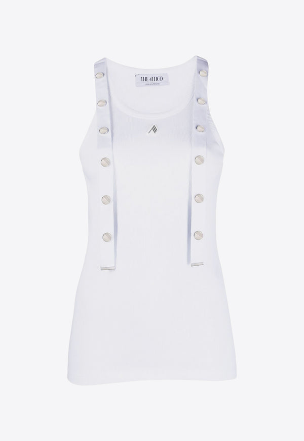 The Attico Strap Detail Ribbed Tank Top White 241WCT229J038_001