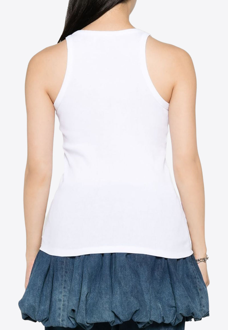 The Attico Strap Detail Ribbed Tank Top White 241WCT229J038_001