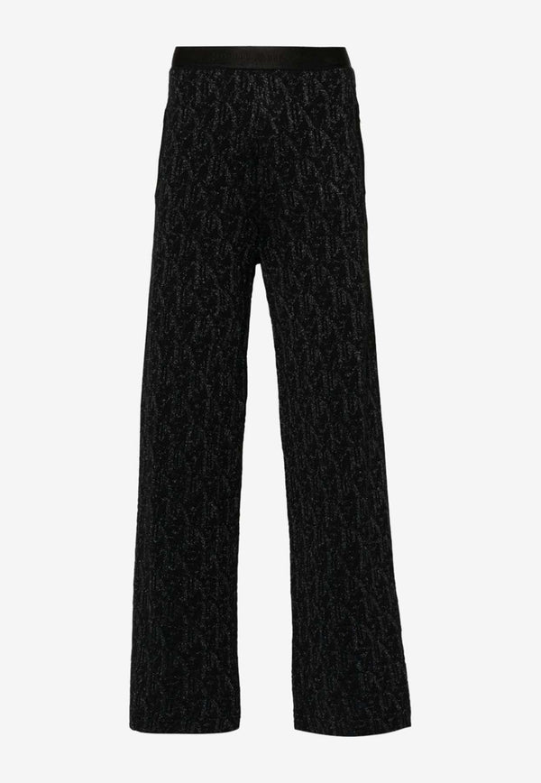 Palm Angels Monogram Jacquard Flared Pants Black PWHG027R24KNI001_1010