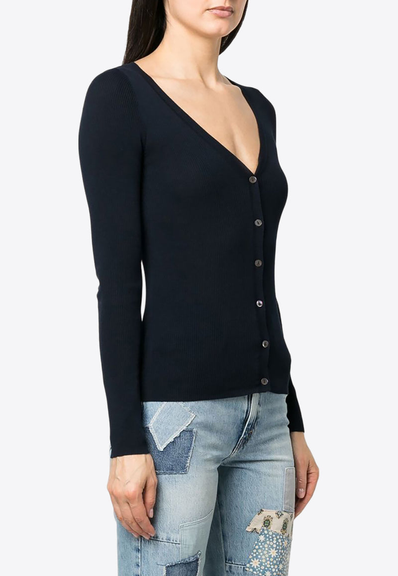 P.A.R.O.S.H V-neck Ribbed Knit Cardigan Navy D520738CIPRIA24_012