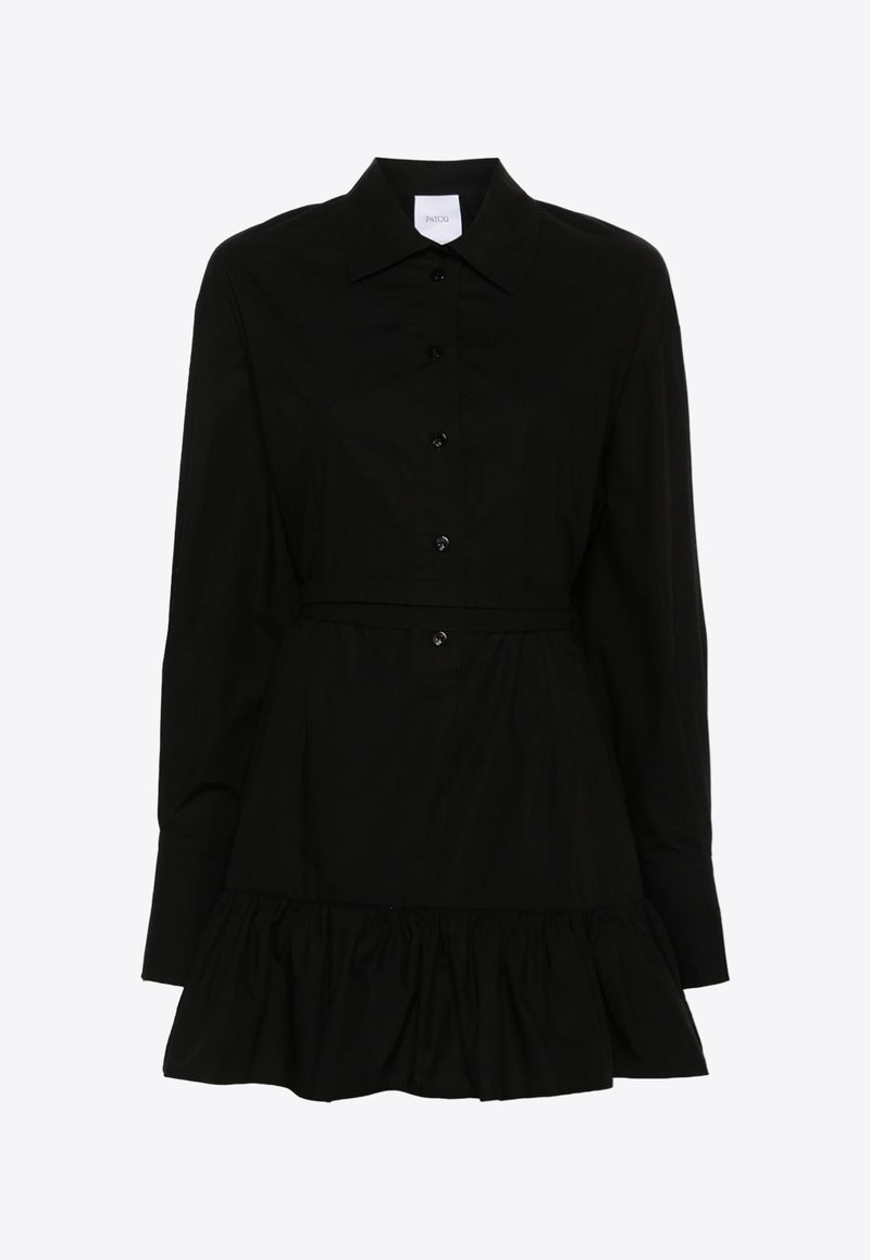 Patou Ruffled Mini Shirt Dress Black DR1360017_999B