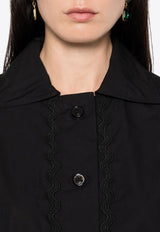 Patou Wave Appliqué Cropped Shirt Black BL0320017_999B