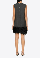 Prada Feather and Petal Trimmed Mini Dress Gray P3L05RSOOO13XK_F0480