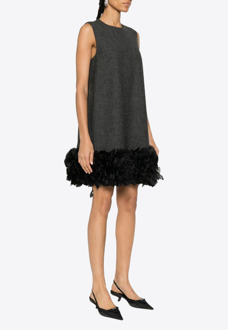 Prada Feather and Petal Trimmed Mini Dress Gray P3L05RSOOO13XK_F0480