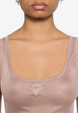 Prada Triangle-Appliqué Silk Top Pink 39581SOOO14P3_F063L