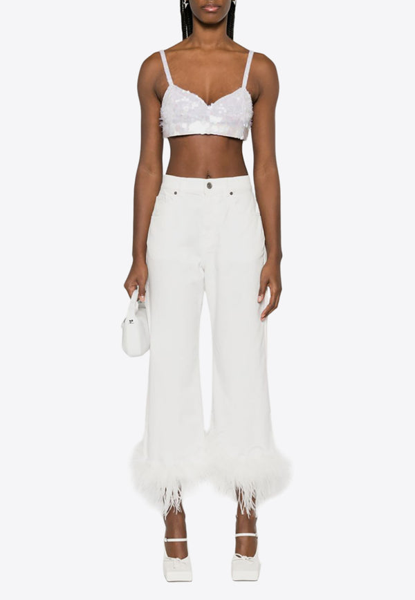 P.A.R.O.S.H Iridescent Sequin Cropped Top White D311579GIGI_002