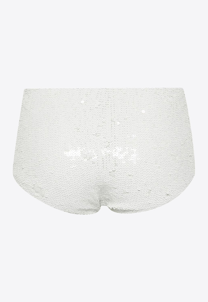 P.A.R.O.S.H Sequined Bikini Bottoms White D210554GARBO24_002