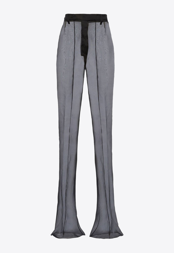 Prada Semi-Sheer Flared Pants Black P252HSOOO1344_F0002