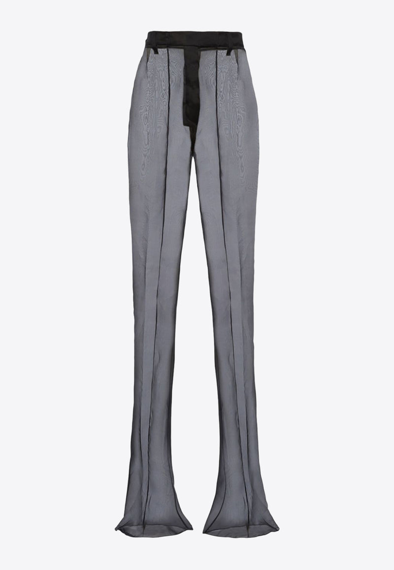 Prada Semi-Sheer Flared Pants Black P252HSOOO1344_F0002