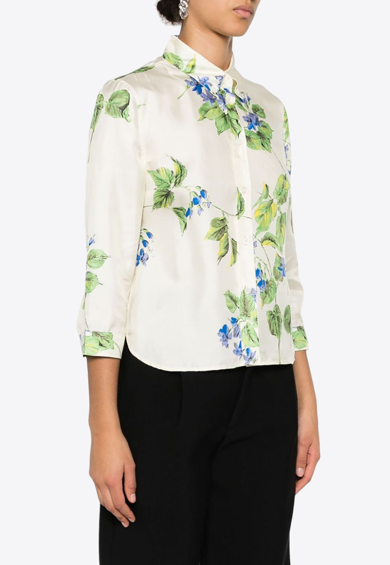 Prada Floral Print Silk Shirt White P405HSOOO14NZ_F0K74