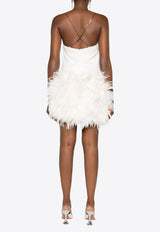 The Attico Fujiko Feather-Trimmed Mini Dress White 241WCA281RY02F_001