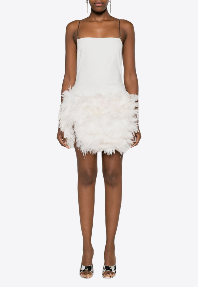 The Attico Fujiko Feather-Trimmed Mini Dress White 241WCA281RY02F_001