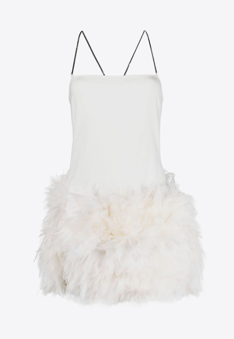 The Attico Fujiko Feather-Trimmed Mini Dress White 241WCA281RY02F_001