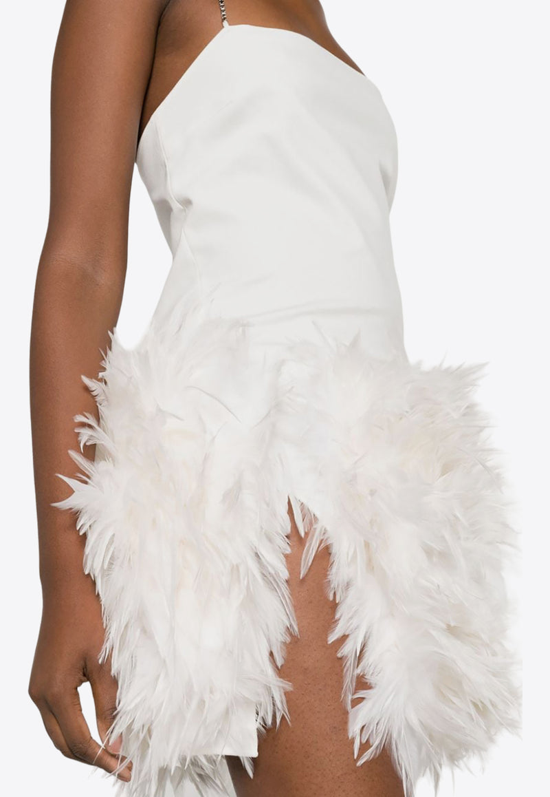 The Attico Fujiko Feather-Trimmed Mini Dress White 241WCA281RY02F_001