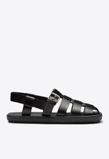 Prada Interwoven Straps Leather Sandals Black 2X3093FG001B4L_F0002