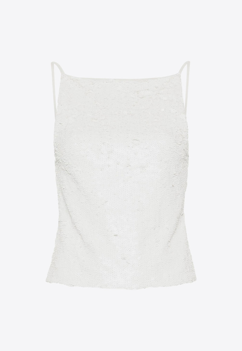 P.A.R.O.S.H Open-Back Sequined Top White D300810GARBO24_002