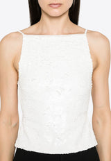 P.A.R.O.S.H Open-Back Sequined Top White D300810GARBO24_002