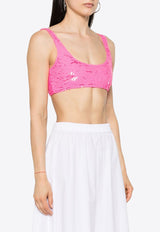 P.A.R.O.S.H Sequin Embellished Cropped Top Hot Pink D311518GARBO24_102