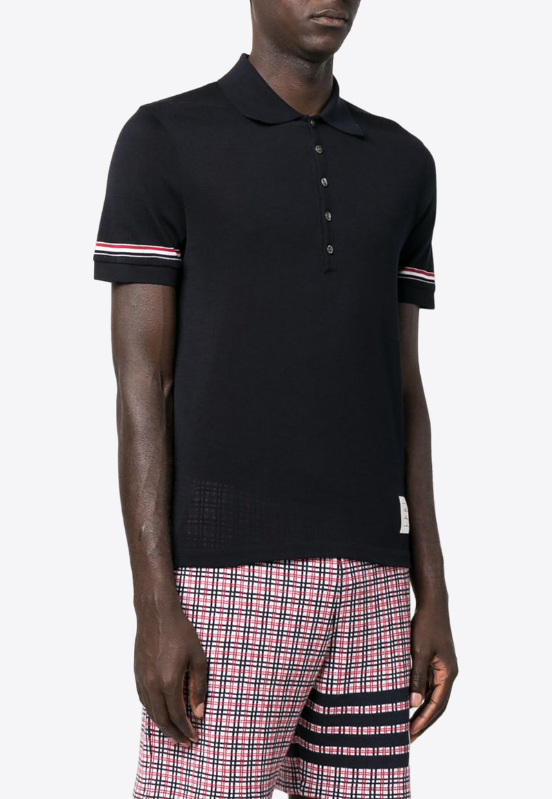 Thom Browne Name Tag Patch Short-Sleeved Polo T-shirt Blue MJP193AJ0129_415