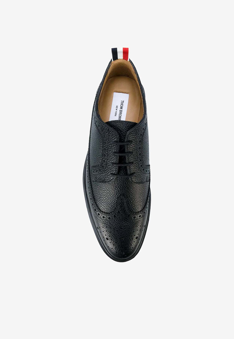 Thom Browne Longwing Grained Leather Brogue Shoes Black MFD002H00198_001