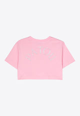 Patou Logo Embellished Cropped T-shirt Pink JE1169990_455P