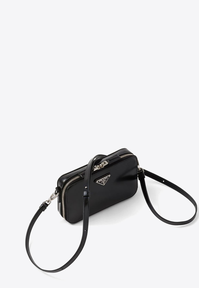 Prada Small Brique Brushed Leather Crossbody Bag Black 2VH173VOOOZO6_F0002