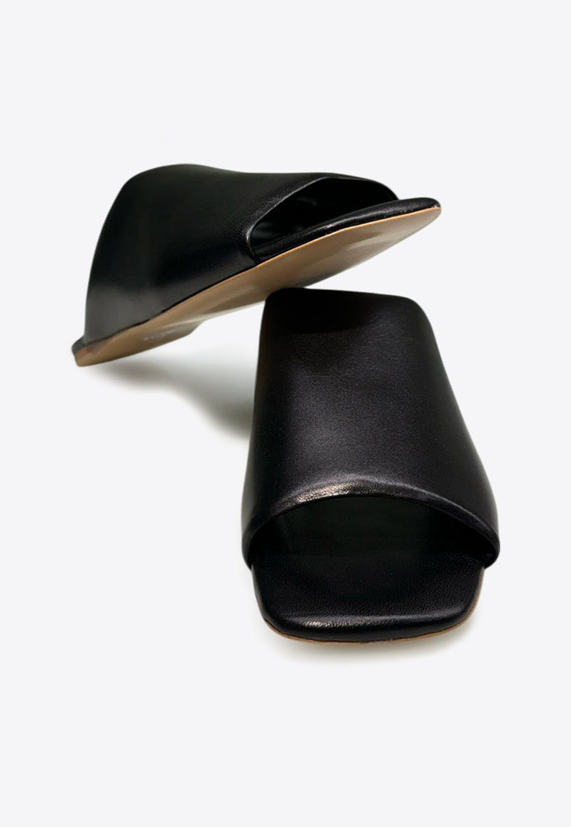 La Rose Nappa Leather Slides Black P7Z100_NERO