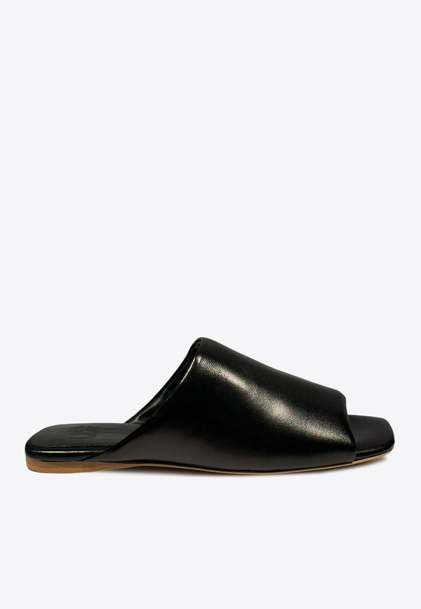 La Rose Nappa Leather Slides Black P7Z100_NERO