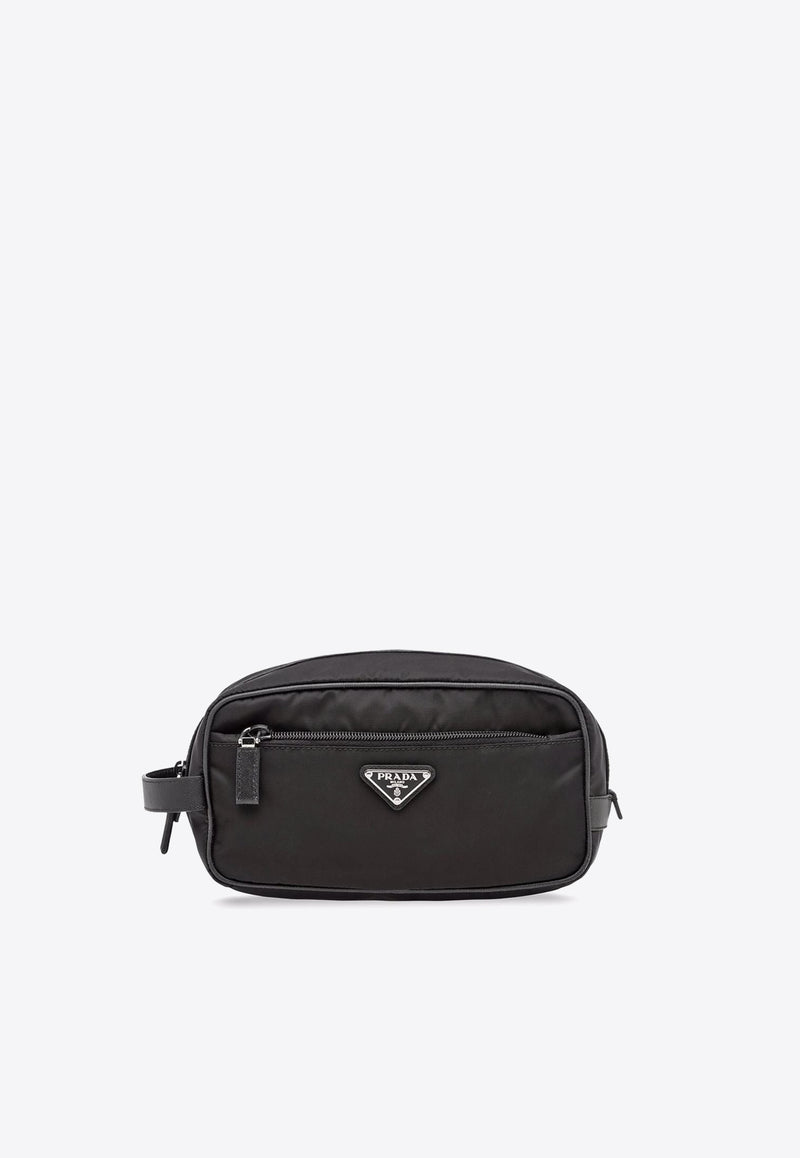 Prada Logo Plaque Vanity Pouch Black 2NA8192DMH_F0002