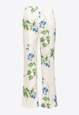 Prada Floral Print Twill Pants White P294HSOOO14NZ_F0K74