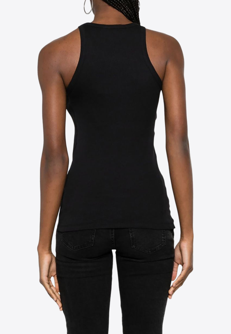 The Attico Strap Detail Ribbed Tank Top Black 241WCT229J038_100