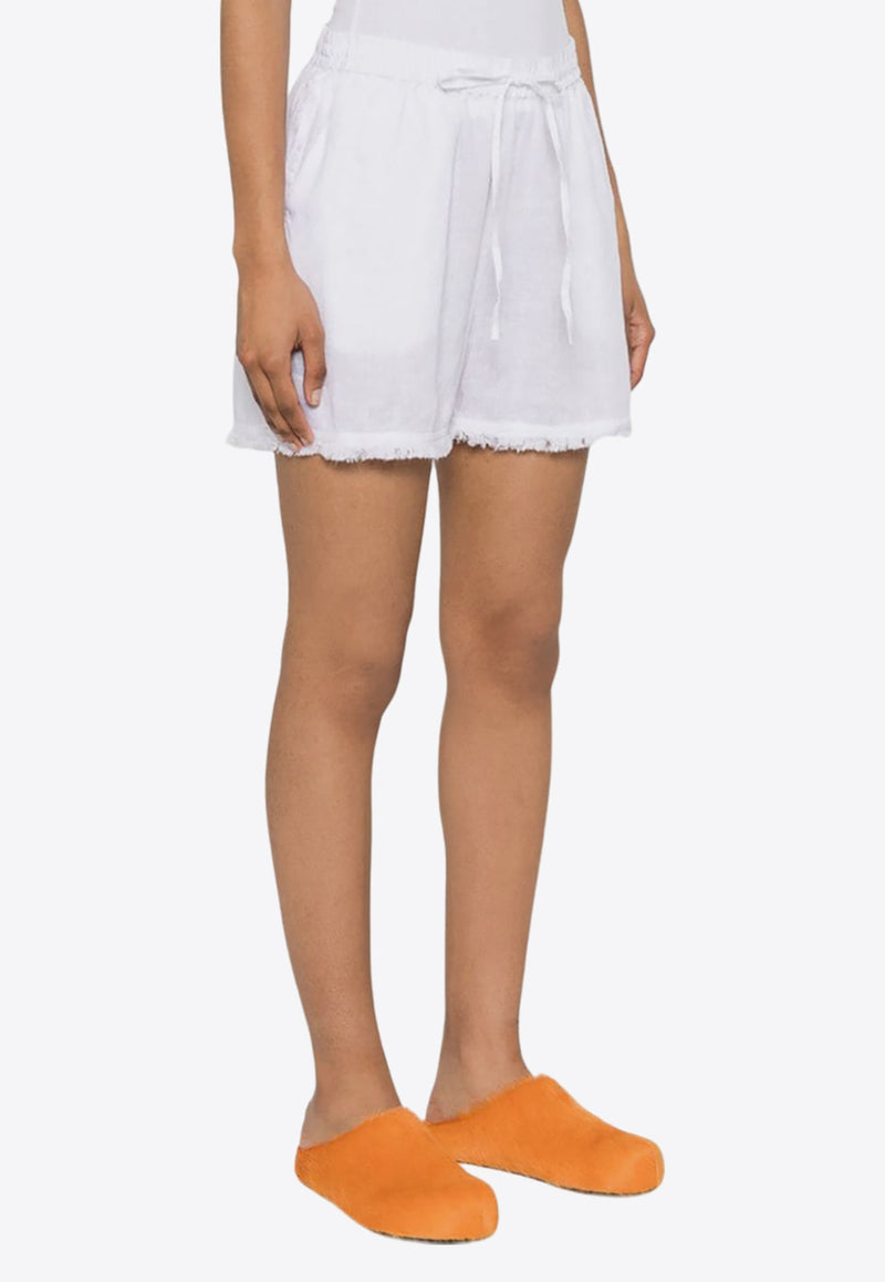 P.A.R.O.S.H Embroidered Frayed Shorts Optical White D210564BEACH24_002