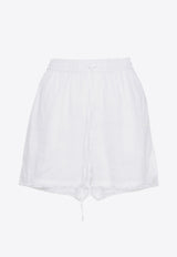 P.A.R.O.S.H Embroidered Frayed Shorts Optical White D210564BEACH24_002