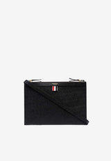 Thom Browne Logo Print Pebbled Leather Crossbody Bag Black FAP311L00198_001