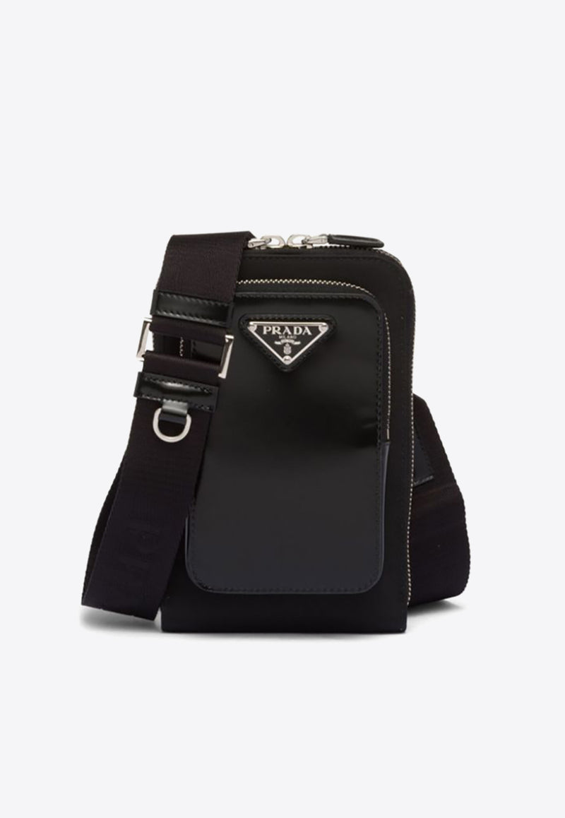 Prada Triangle Logo Nylon Phone Holder Black 2ZT060789_F0002