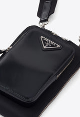 Prada Triangle Logo Nylon Phone Holder Black 2ZT060789_F0002