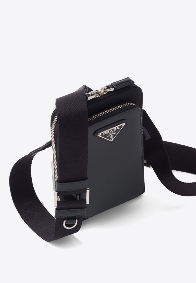 Prada Triangle Logo Nylon Phone Holder Black 2ZT060789_F0002