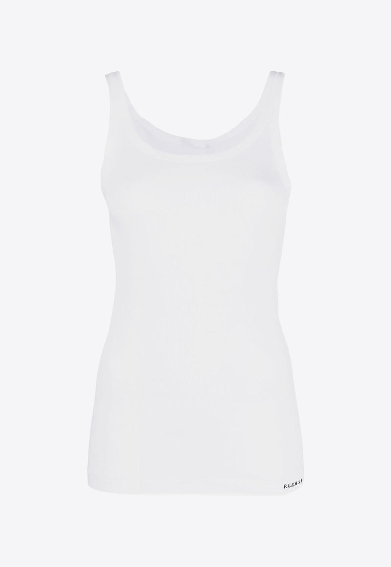 P.A.R.O.S.H Rib Knit Tank Top White D150012CANOTTA24_001