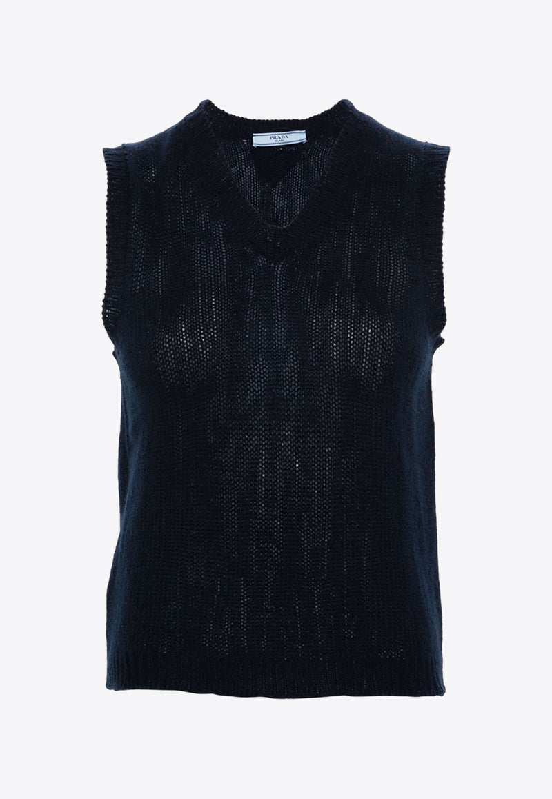 Prada V-neck Cashmere Vest Blue P29A96SOOO14KD_F0008